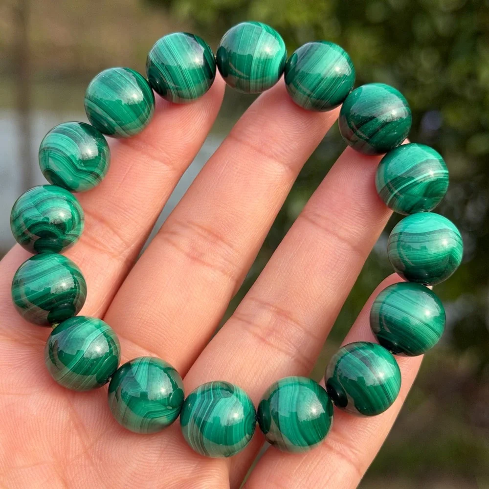 13mm stretchable high quality malachite bracelet 1088